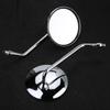 2pcsSet 10mm Round Plating Silver Motorcycle Rear Mirror Left & Right Side Rearview Mirror