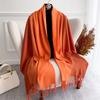 Fashion Solid Cashmere Warm Scarf for Women New Design Pashmina Winter Double Color Shawl Wraps Bufanda Tassel Blanket Poncho