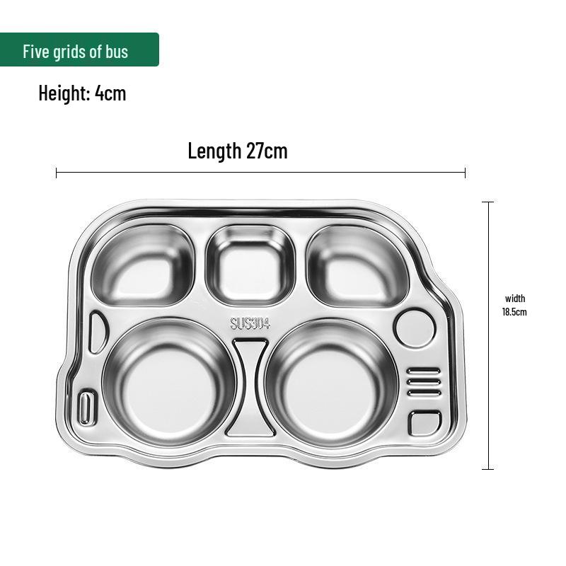 304 Stainless Steel Divided Plate for Children - Ideal for Kids, School Canteens, and Kindergarten Meals