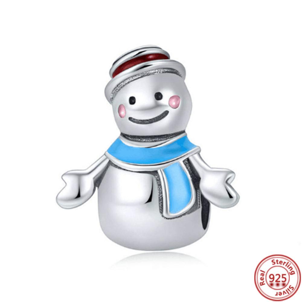 925 Серебряный Пряничный Человечек Носок Санта-Елки Подвеска Снеговик Из Бисера Подходит Оригинальный Браслет Женский Рождественские Изящные Ювелирные Изделия