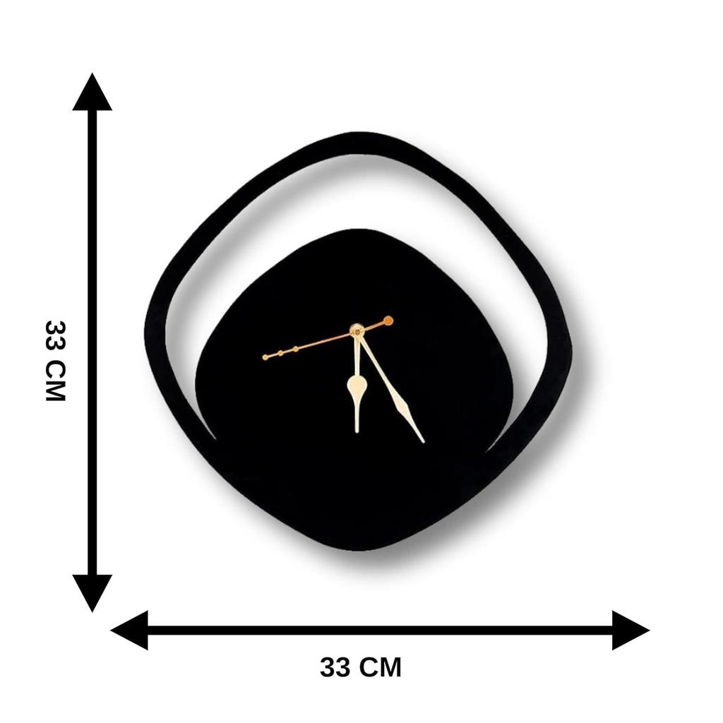 Настенные часы для дома, офиса, гостиной, спальни, детской комнаты и кухни | Большой размер, стильный, новейший домашний декор | (33 X 33 СМ) | Черный цвет (Включенная батарея)