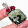 Пренит, Гранат Ручной работы Ювелирная подвеска из серебра 925 пробы 2,25" m7P58