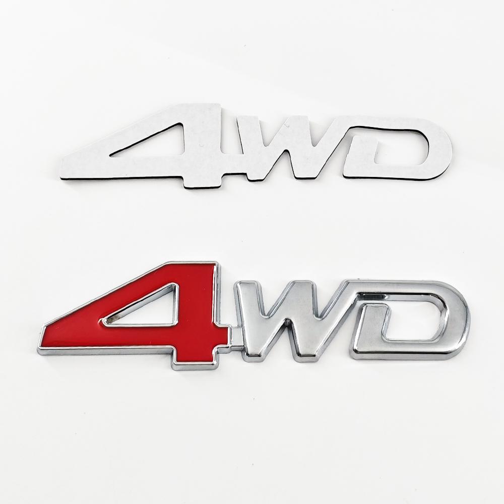 3D Metal 4WD Logo Letters Grill Emblem Badge Fender Car Trunk Sticker Decal For Honda Suzuki CRV Accord Civic Toyota Accessories air256
