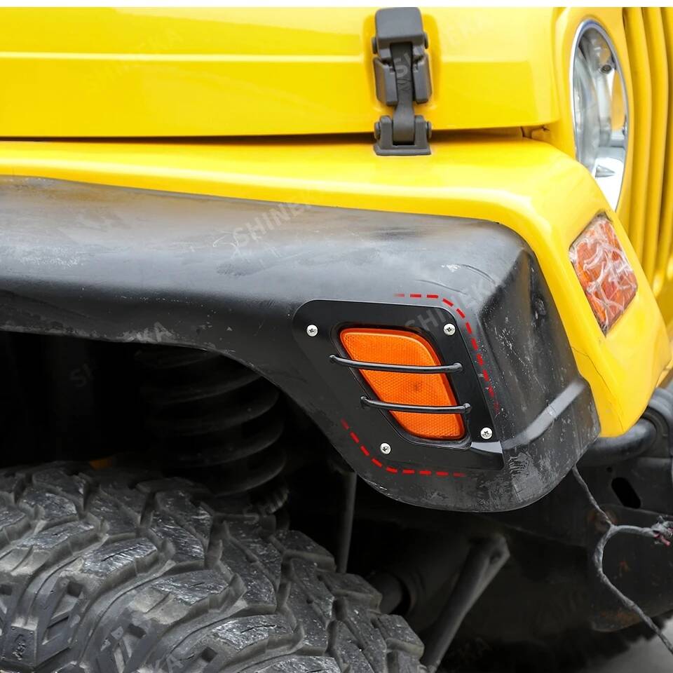 SHINEKA Front Turn Signal Lamp/Headlight/Wheel Eyebrow Light Protection Guard Decoration Cover for Jeep Wrangler TJ 1997-2006