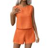 Women's Fashion Solid Color Sleeveless Vest Shorts Casual Two Piece Set