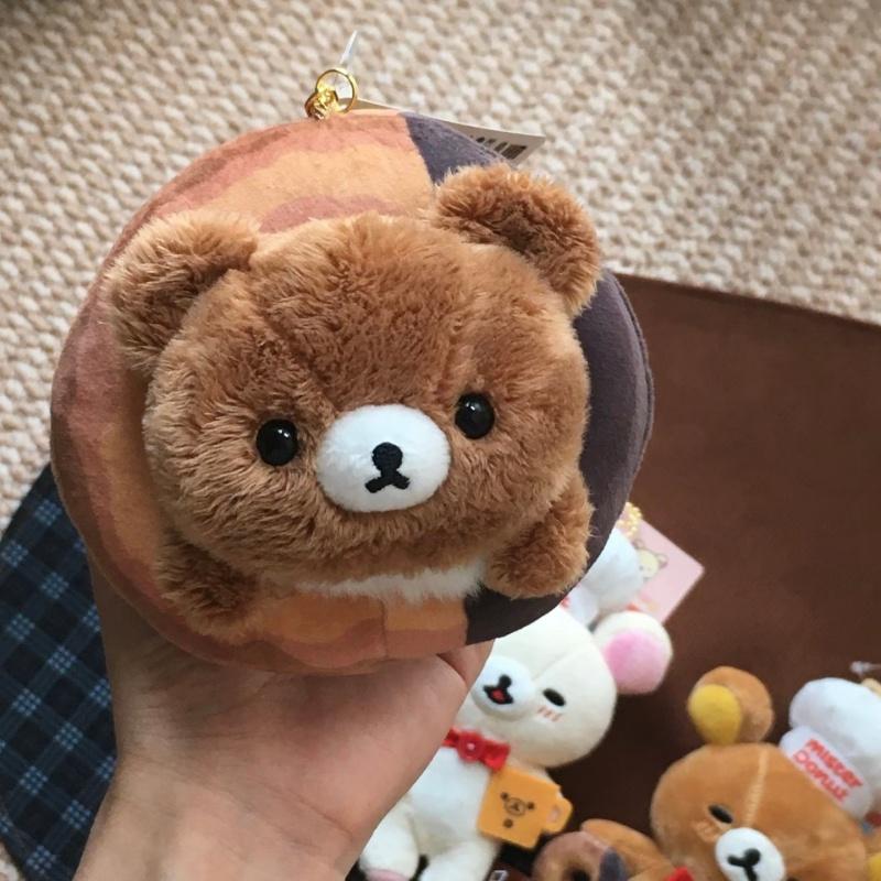 Плюшевая кукла-брелок Korilakkuma с пончиком, кавайная, из серии Rilakkuma 'Милые десерты', Kiiroitori маленький цыпленок, креативная мягкая игрушка, подвеска