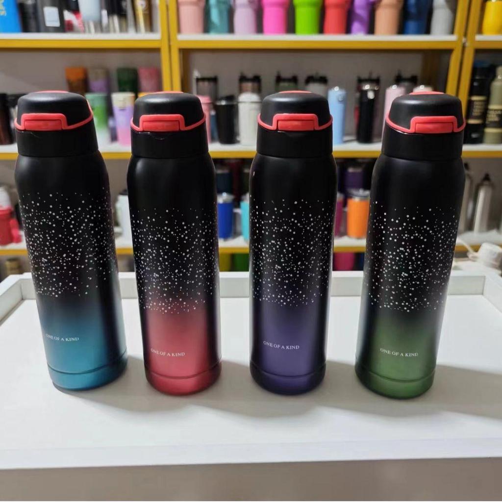 Термокружка с градиентным цветом и трубочкой Duckbill - 500 мл, корейский дизайн, нержавеющая сталь