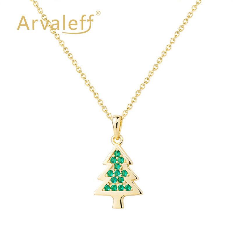 Arvaleff Sterling Silver Christmas Tree Necklace with 14k Gold, Zircon, and Diamonds.