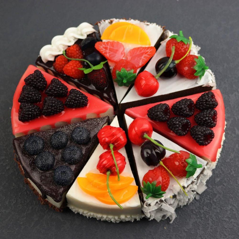 PU Material Cake Model Triangular Cake Desktop Ornament Vivid Refrigerator Sticker Dessert Display