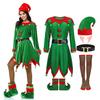 Kids Christmas Elf Costume Green Velvet Dress with Hat Shoes & Accessories for Boys Girls Holiday Play Outfit for School Performances Parties