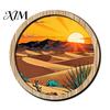 Rustic Wood Wall Sculptures Forest Sunset Scenery 2D Hanging, Boho Wooden Art Sign, Layered Silhouette Nature Tree Decor for Bedroom Living