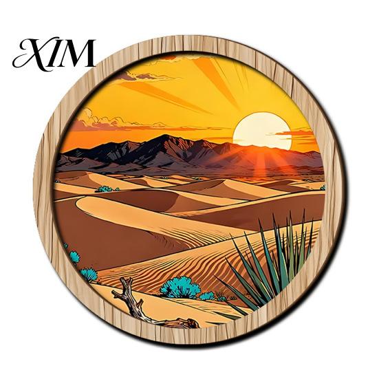 Rustic Wood Wall Sculptures Forest Sunset Scenery 2D Hanging, Boho Wooden Art Sign, Layered Silhouette Nature Tree Decor for Bedroom Living