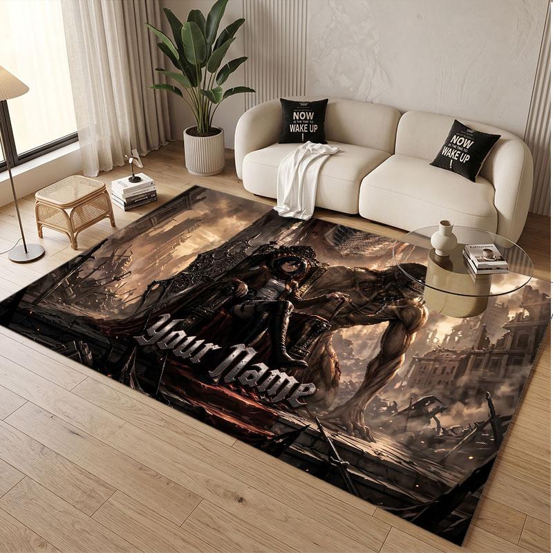 Custom Name Crystal Velvet Rug,Attack on Titan Comfortable Anti Slip Floor Mat For Room Decoration