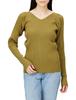 Mira Owen Rib Knit 09WNT224318 OLV 1 Women's V-Neck