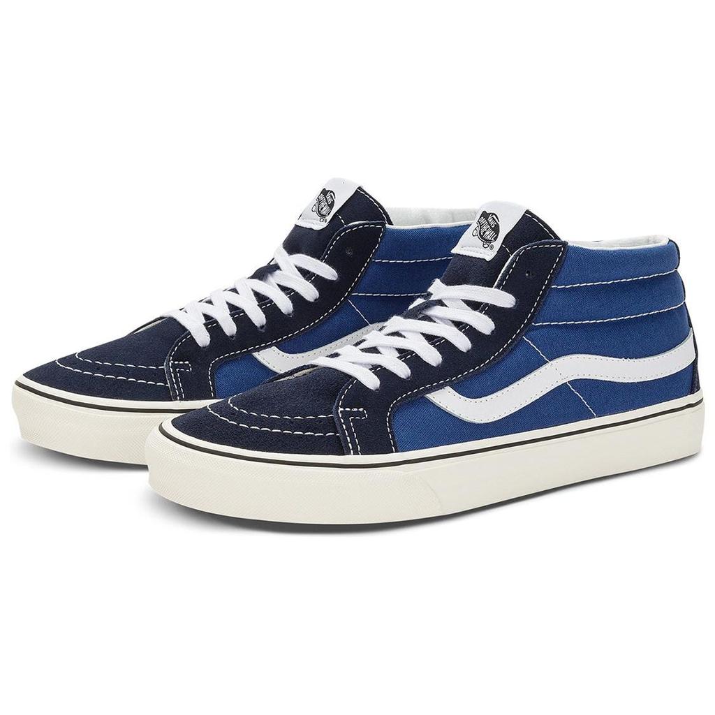 Vans SK8 Mid-Top Fashion and Comfortable Anti-Slip Wear-Resistant Skate Shoes Unisex Sneaker Denim-Blue VN0A391F5TU