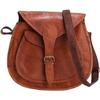 Over Sized Vintage Saddle Bag Genuine Goat Leather Brown Messenger Shoulder Bag