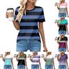 Футболки для женщин, плиссированные, с круглым вырезом, нарядные, повседневные, блузки с принтом, с коротким рукавом, летние топы, свободный крой