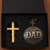 2pcs/set,1PC Classic Men's Watches Vintage Mens Quartz Pocket Watch Men Necklace Watch & 1PC Mens Vintage Classic Golden Cross Necklace Pendant