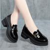 Новые маленькие кожаные туфли женские черные одинарные туфли универсальные туфли мокасины на толстой подошве женские туфли на толстом каблуке