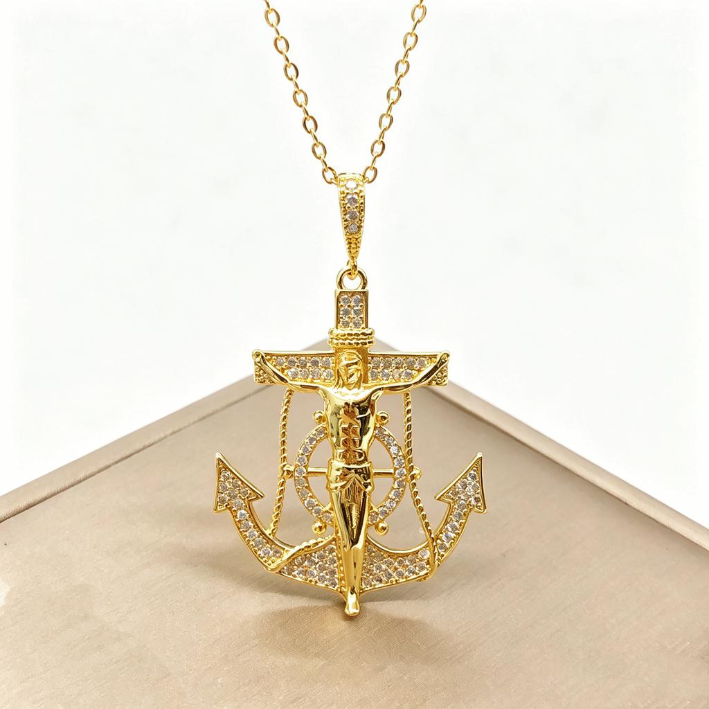Hot Sale Religious Anchor Jesus Virgin Mary Cross Angel Pendant Necklace Personalized for Man Woman Party New Trend Jewelry Gift