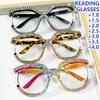 Стразы Оверсайз Очки для чтения Модные очки для чтения для женщин мужчин От +1.0 До +4.0