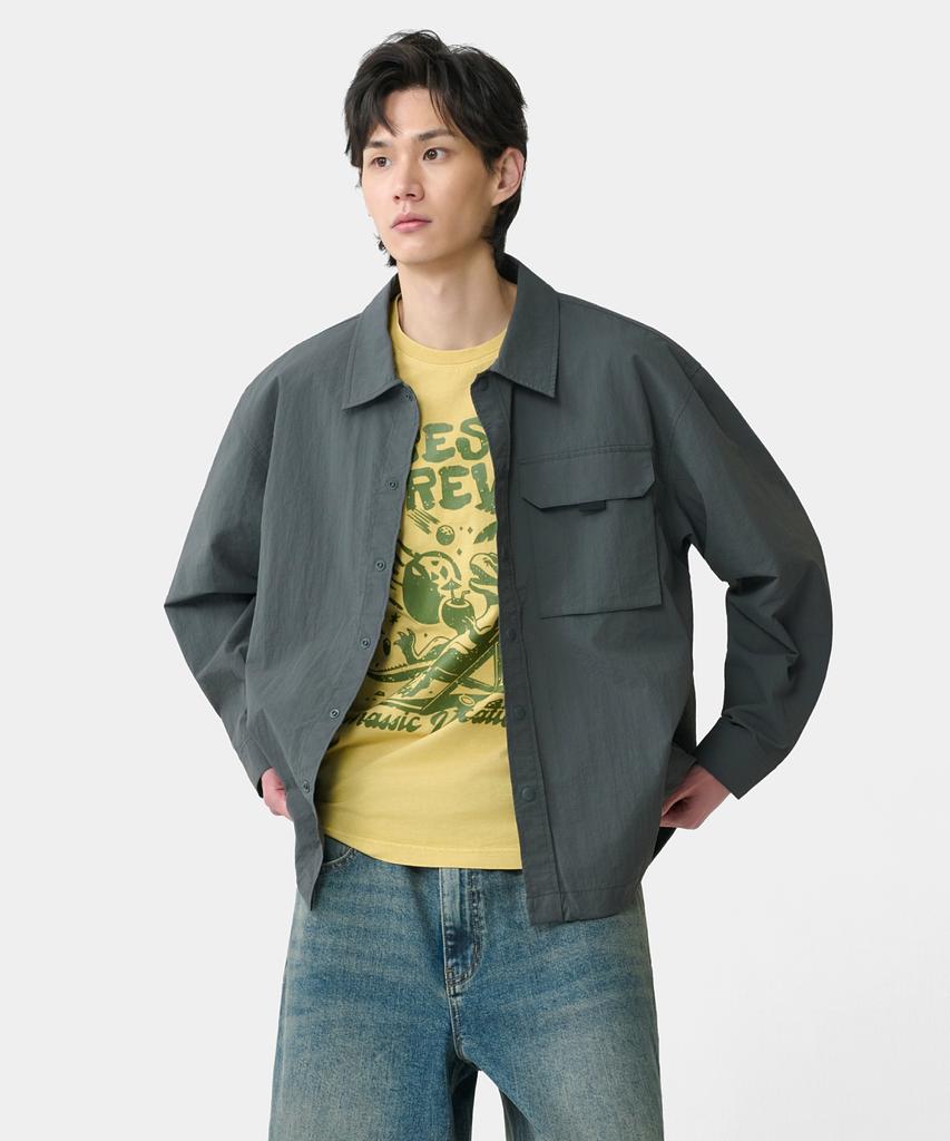 GROOVE RHYME Nylon Long Sleeve Shacket (3 Colors) (Frbrciv781M)