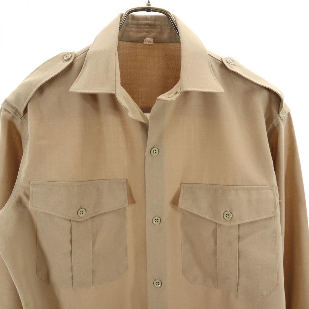 ФРАНЦУЗСКАЯ АРМИЯ 70-х J.VEYRIER&C Винтажная рубашка милитари с длинным рукавом 38GM бежевая Мужская Б/У