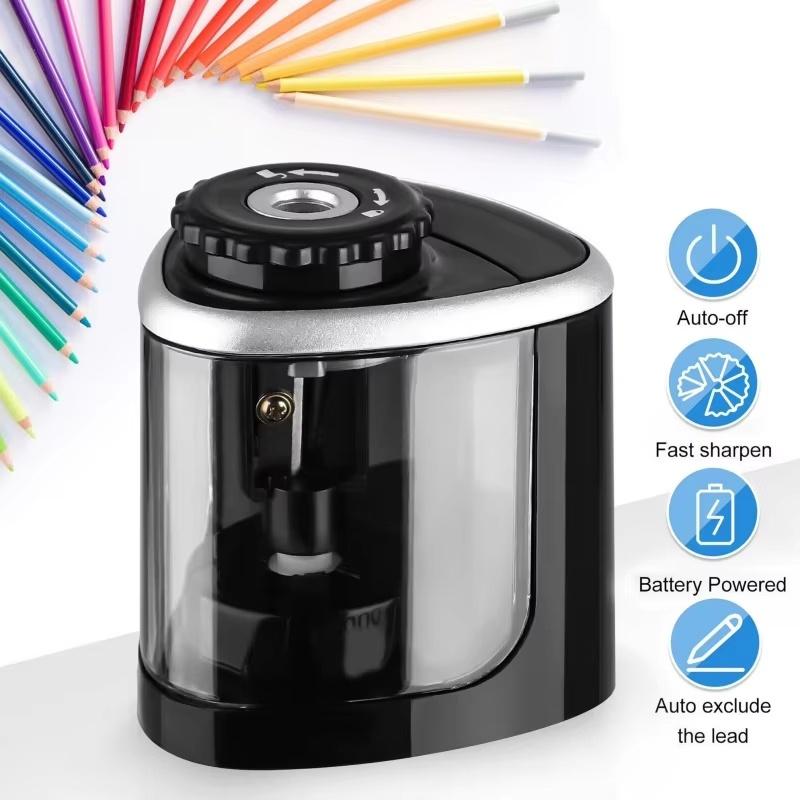 Electric Auto Pencil Sharpener With Helical Steel Blade Portable 6-8mm Pencil Cutter For Artists Kids Adults School Home Supply