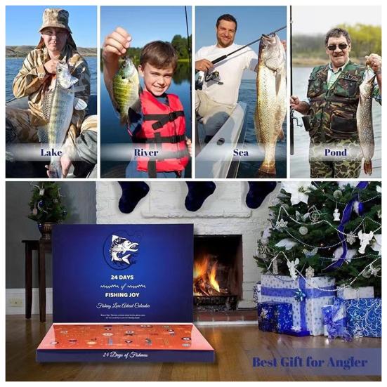 Рыболовные приманки Адвент-календарь 24-дневный календарь обратного отсчета до Рождества Рыболовные сюрпризы Адвент-календарь