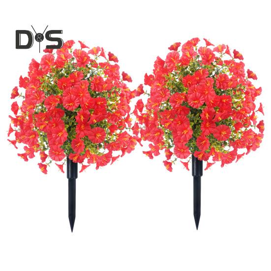 Искусственные цветы ипомеи, искусственный куст ипомеи с колышком для установки в грунт, реалистичная искусственная зелень, кустарники для улицы, для дома, для фермерского дома, для крыльца, для патио