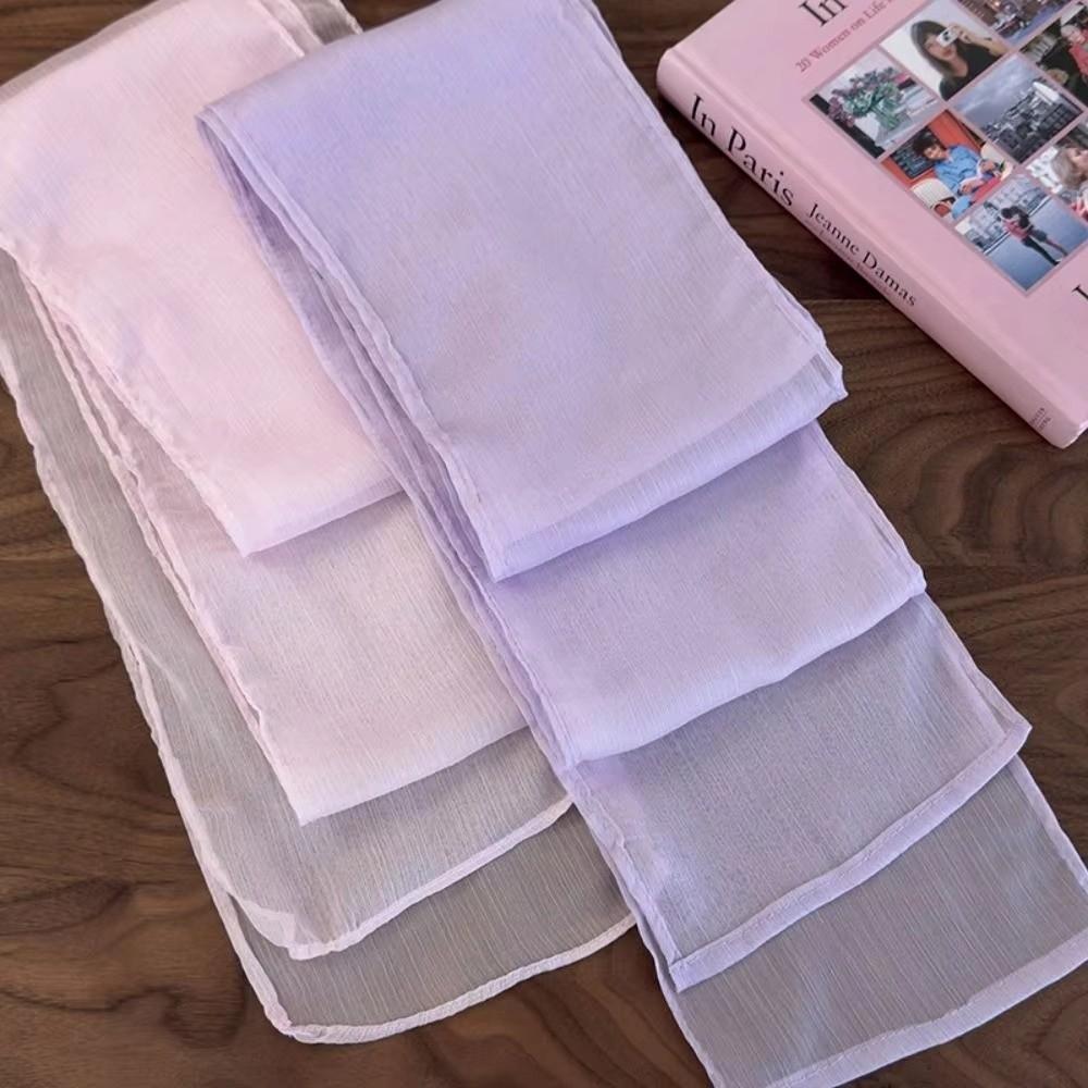 Soft Chiffon Silk Scarf Thin Long Ribbon Neckerchief Elegant Ribbon Scarf For Women