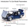 1:24 M3 THE7 Alloy Car Toys Model Diecast Metal Vehicle Doors Opened with Sound Light Pull Back Models Toy Boy's Christmas Gifts