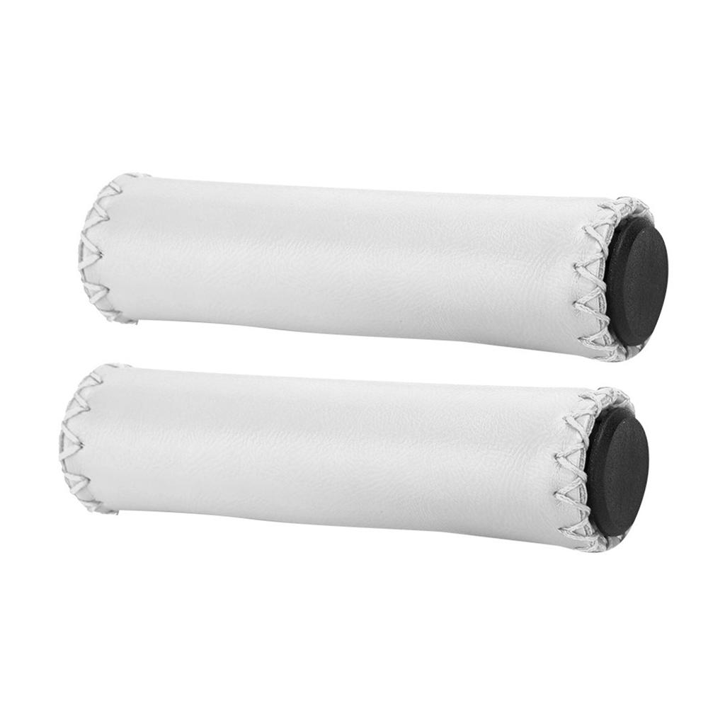 1 пара сшитых вручную ручек для руля велосипеда из полиуретана с заглушкой(белый)