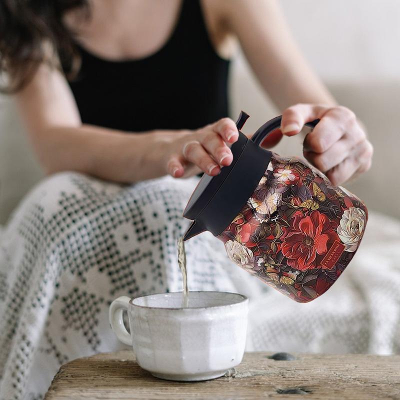 Винтажный цветочный узор термос для чая кофейник разделительный чайник теплоизоляция бытовой простой узор изысканный