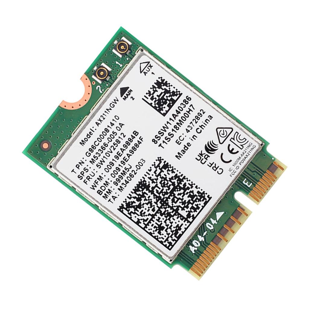 AX211NGW WiFi 6E Network Card BT5.3 Wireless Adapter Wi-Fi 6E 2 Antennas Tri-Band 2.4G/5G/6G 5374Mbps 802.11AX CNVio2