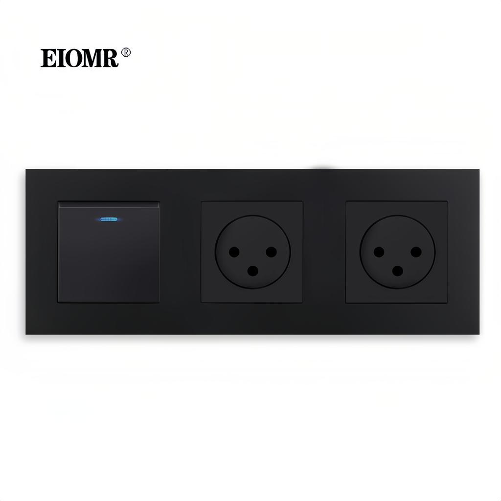 EIOMR Израиль USB Розетка-Выключатель 16А Черная Огнестойкая Панель из Поликарбоната для Дома Одиночная Двойная Тройная Израильская Настенная Розетка-Выключатель