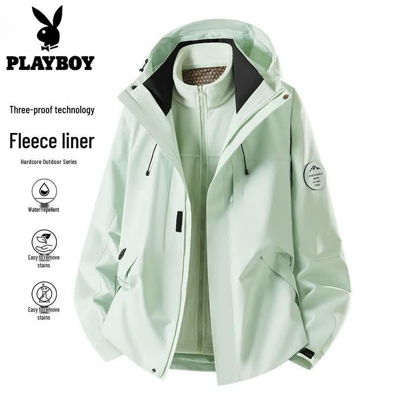 PLAYBOY Мужская куртка 3-в-1, ветрозащитная, водонепроницаемая, для активного отдыха