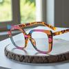 Fashionable Leopard Print Frame Anti Blue Light Glasses Flat Lens Oversized Clear Lens Computer Glasses Decorative Party