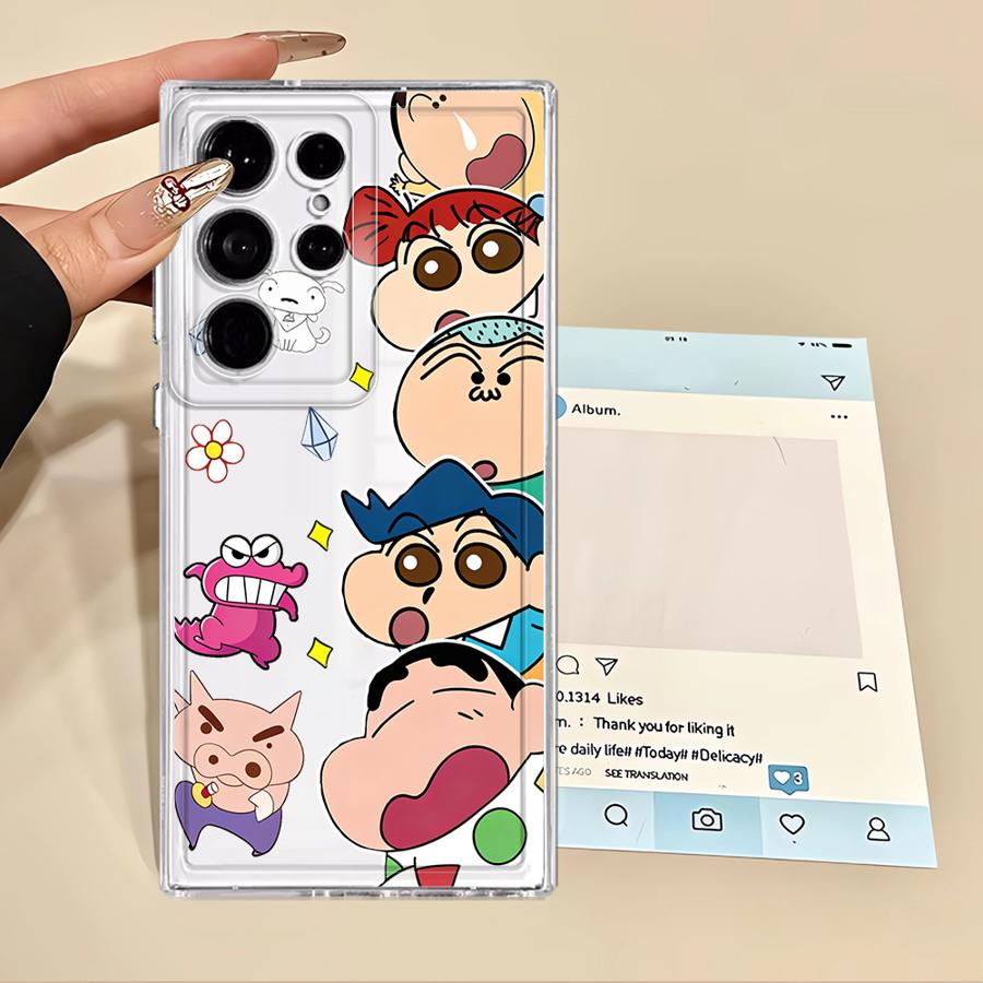 Cartoon Crayons Shinchan Phone Cover Case for Samsung Galaxy Note 20 Ultra 10 S22 FE S21 S24 S25 Edge S20 Plus S23 Ultra S26