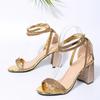 Fashion 2024 Ladies Shoes Ankle-wrap Women's Sandals Fashion High Heels Party Sandals Women Crystal Cover Heel Buckle Strap Shoes Women