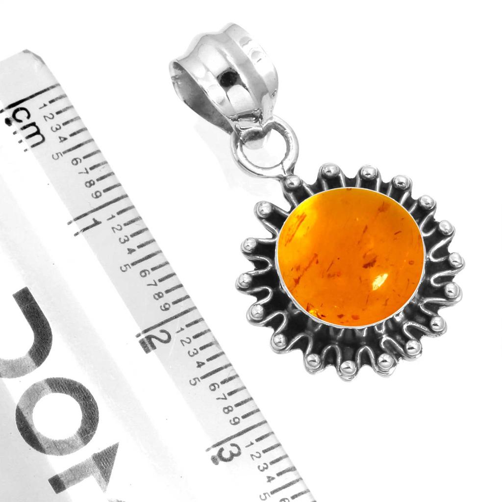 925 Sterling Silver Pendant Women Gemstone Handmade Jewelry Engagement Gift Amber Amethyst Black Onyx Carnelian Garnet Quartz Green Onyx Gold Stone