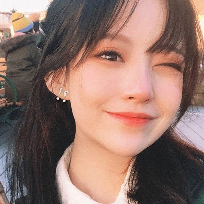 925 Sterling Silver Asymmetry Geometric Stud Earrings For Women Engagement Party Jewelry Prevent Allergy Eh1144