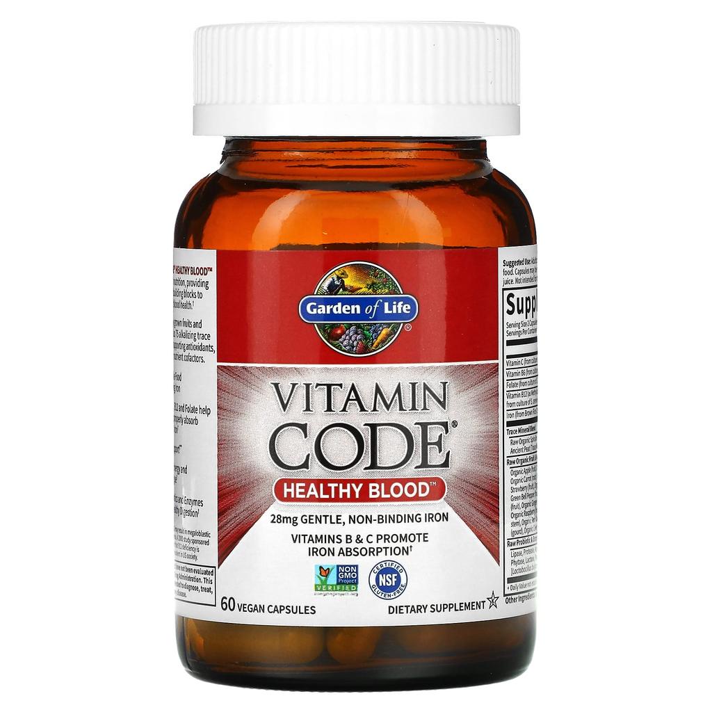 Garden of Life Vitamin Code, Здоровая кровь, 60 вегетарианских капсул