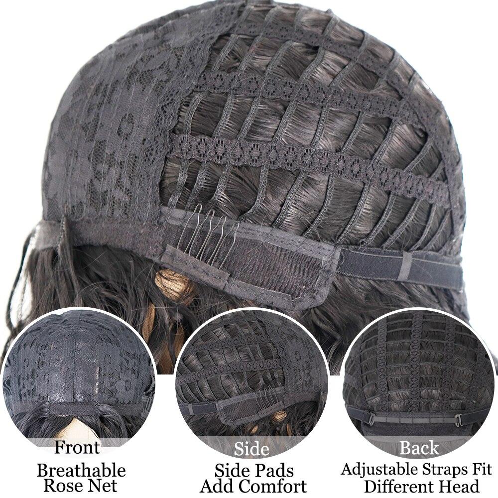 MISSQUEEN Длинные курчавые вьющиеся синтетические парики со средней частью для чернокожих женщин, парик для косплея с глубокой волной, термостойкое волокно, повседневный парик, длина до плеч