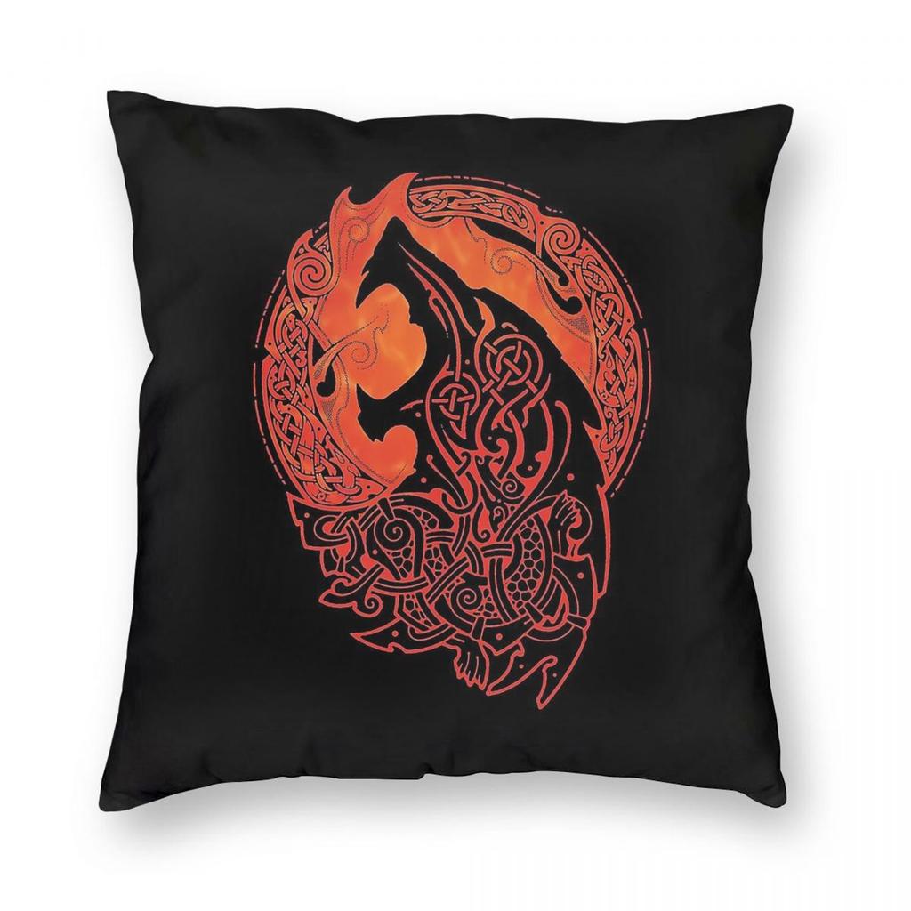 Fenrir Mytho Square Pillowcase Polyester Linen Velvet Printed Zip Decor Pillow Case Sofa Cushion Case