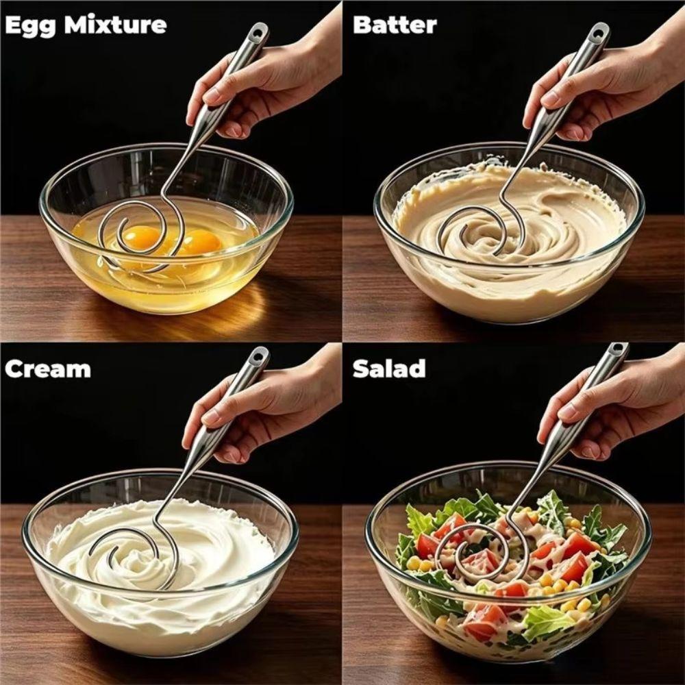 Comfortable Handle Hand Flour Mixer Seamless Manual Dough Blender Spiral Dough Whisk Egg Mixing