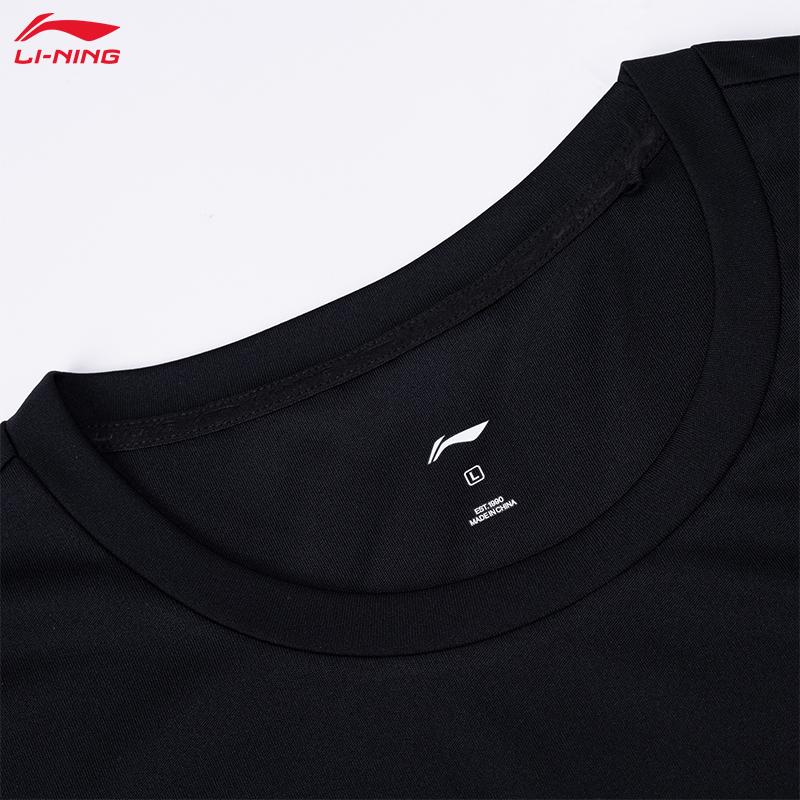 Мужские черные футболки Li Ning с круглым вырезом ATSW623-1