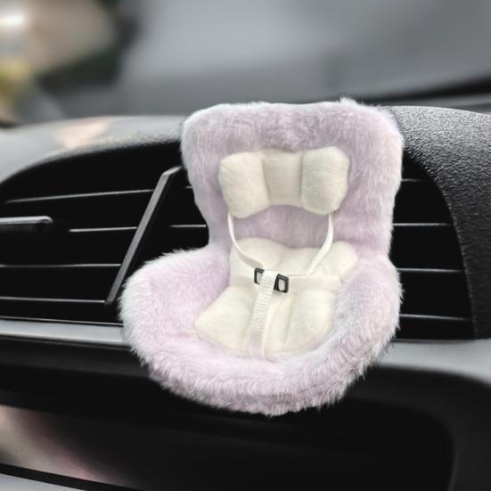Плюшевое кукольное автокресло с зажимом для вентиляционного отверстия, настольная подставка, мягкая пушистая подушка, ремни безопасности, симпатичное украшение для автомобиля для коллекционеров и поклонников