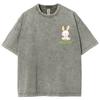 Cute Cartoon Rabbit Print T-shirt Loose Water Wash Vintage Short Sleeve Men's and Women's Casual Fashion Summer Top