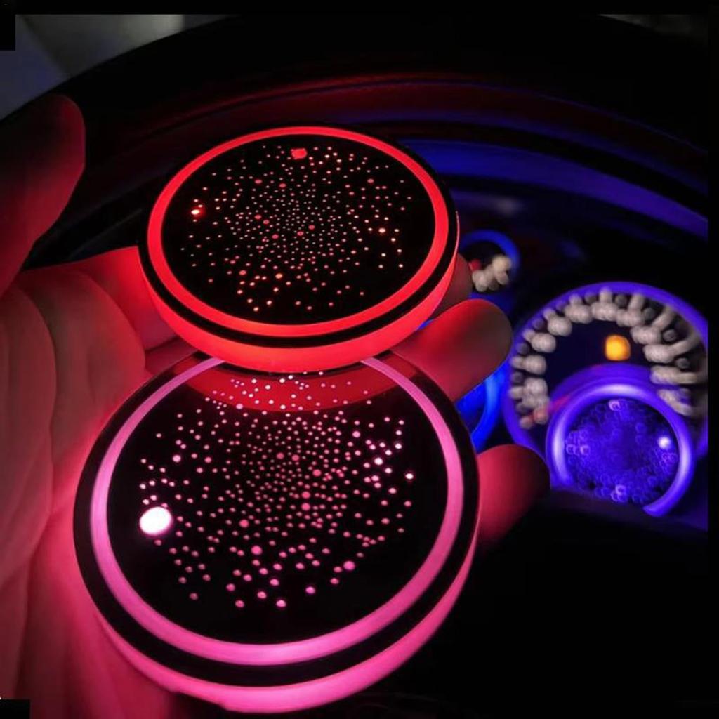 LED Cup Holder,Light Up Car Coaster, 7 Color Changing Luminous Coaster Car Luminous